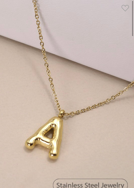 Gold Initial Bubble Necklace