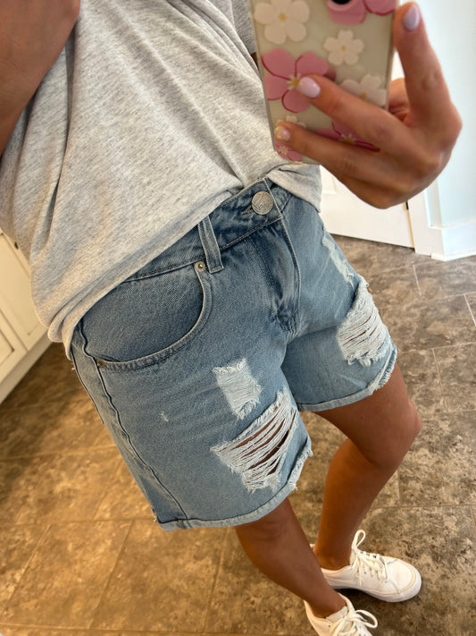 High Rise Denim Shorts