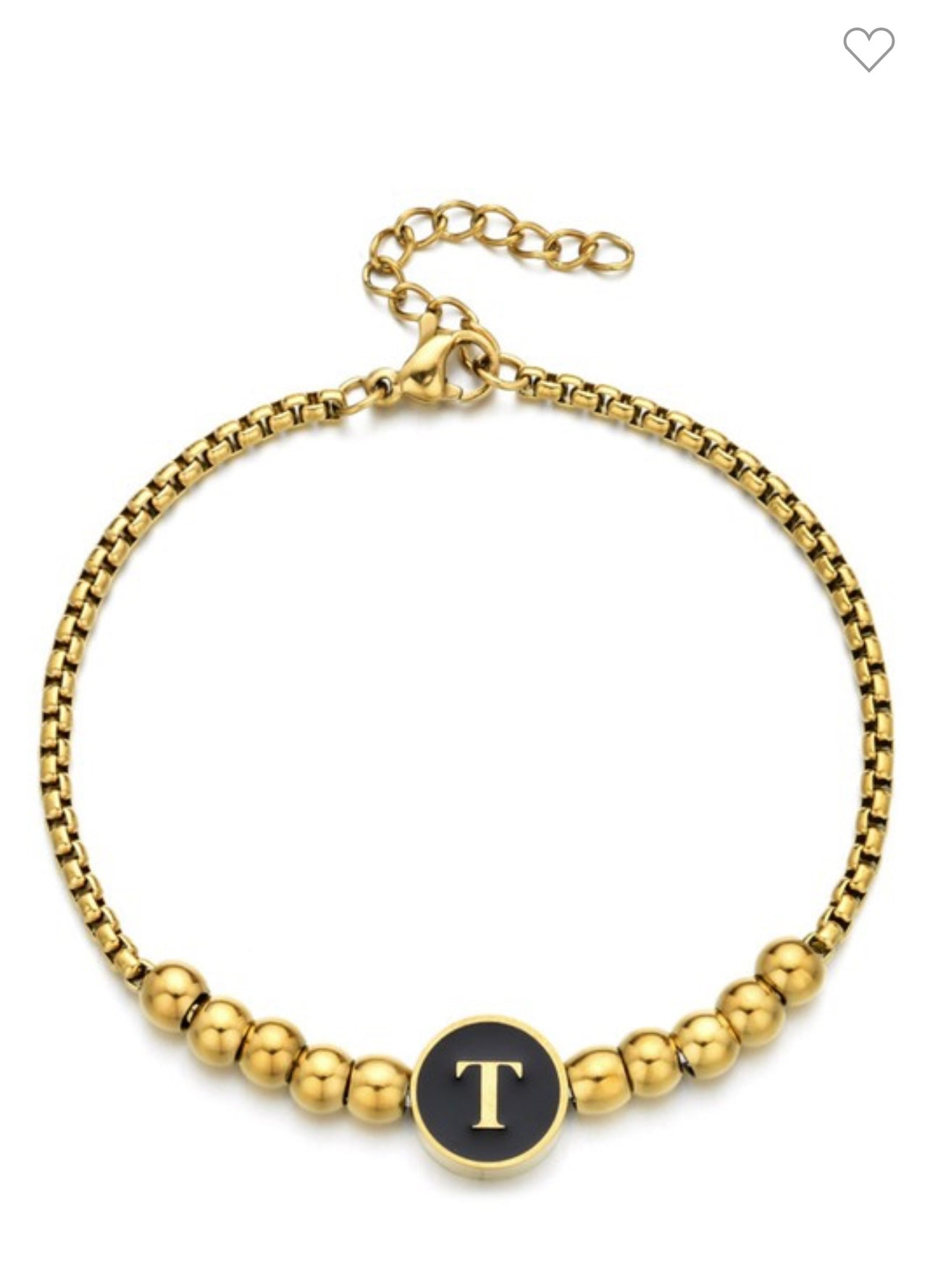 Gold Initial Bead Bracelet