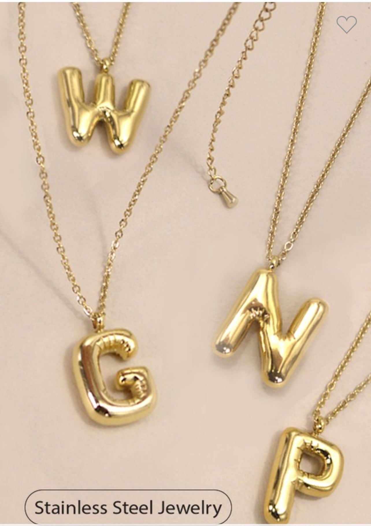 Gold Initial Bubble Necklace