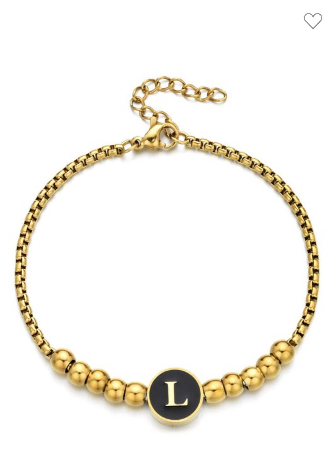 Gold Initial Bead Bracelet