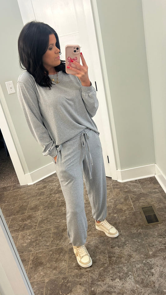 Heather Grey Brushed Jogger Set