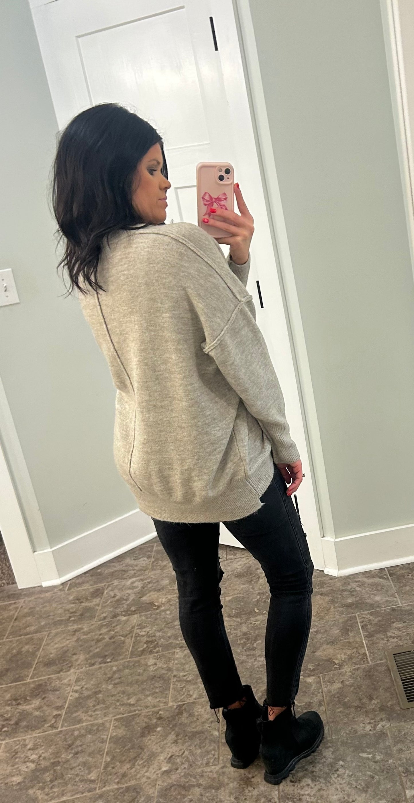 Heather Mocha Pocket Sweater