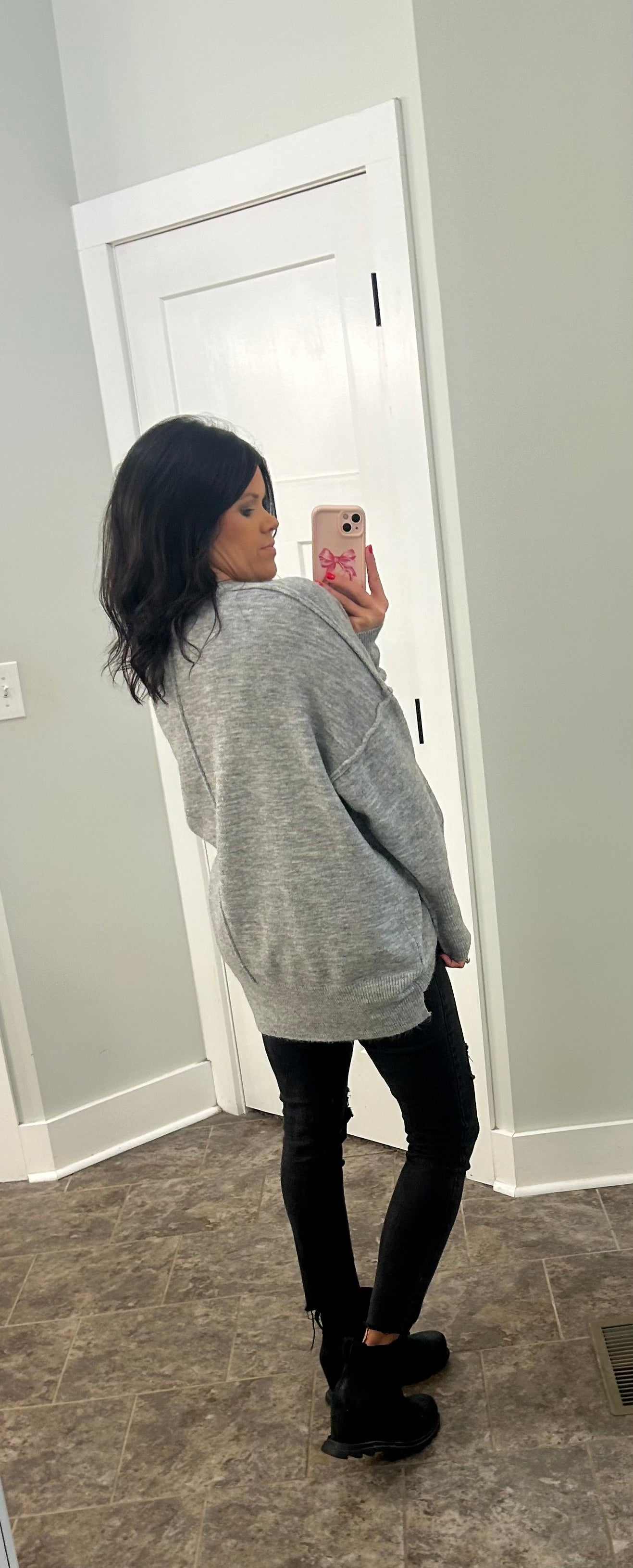 Heather Grey Pocket Sweater