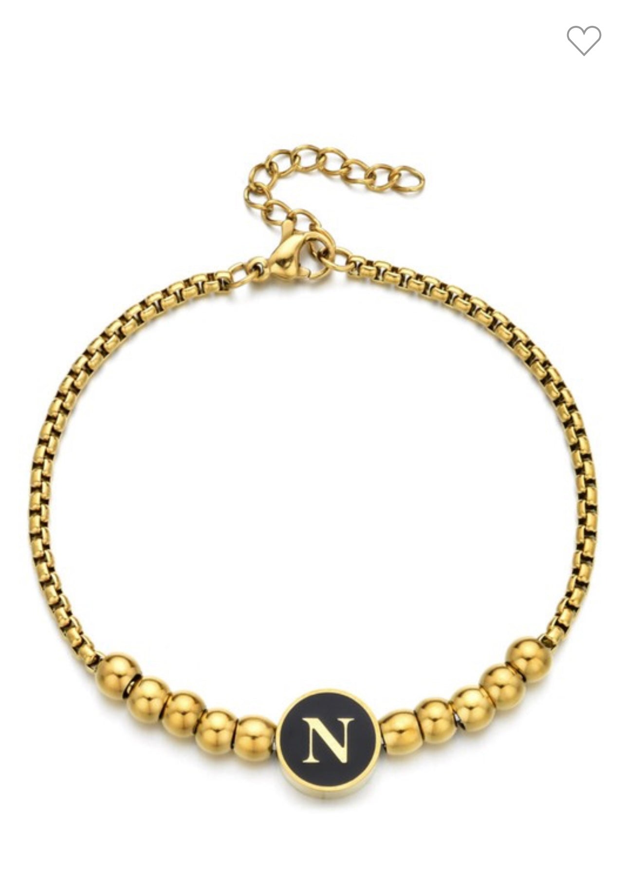 Gold Initial Bead Bracelet