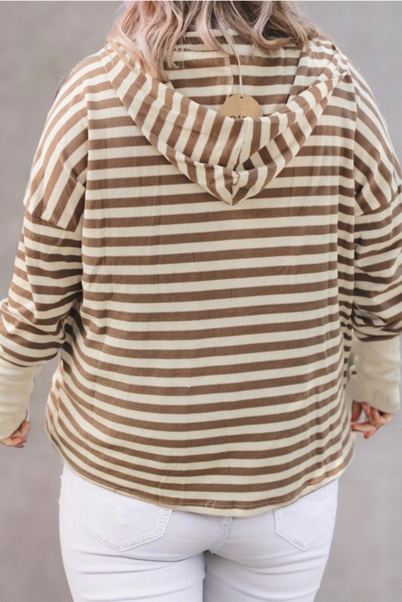 Brown Stripe Henley Hoodie