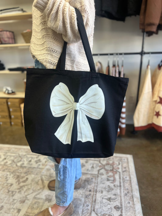 Coquette Bow Canvas Tote Bag