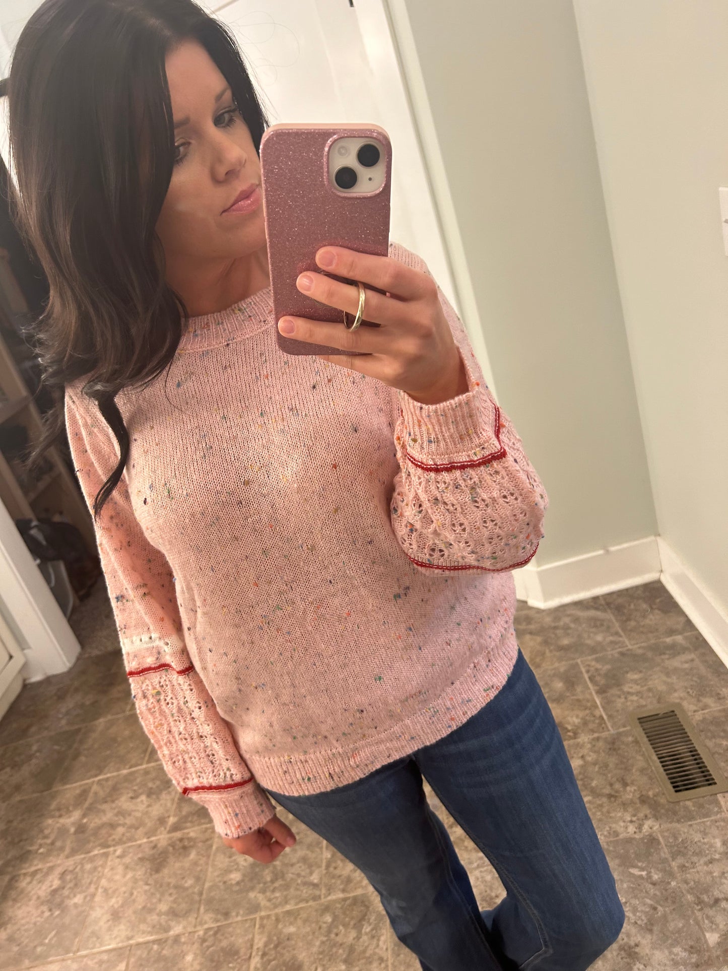 Pink Speck Detail Sweater