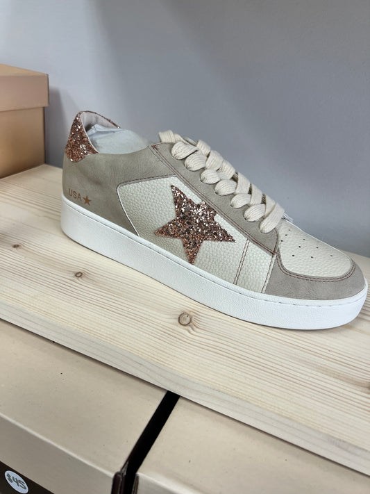 Beige Glitter Star Low Top Sneaker