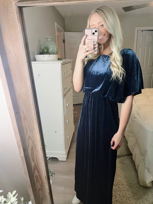 Teal Velvet Maxi Dress