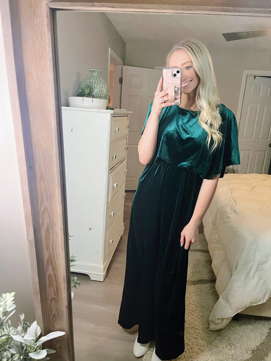 Green Velvet Maxi Dress