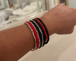 Red & Black Beaded Bracelet Set
